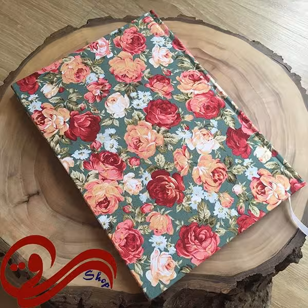 دفتر قطع وزیری طرح گل رز قرمز Fabric Handmade Notebook