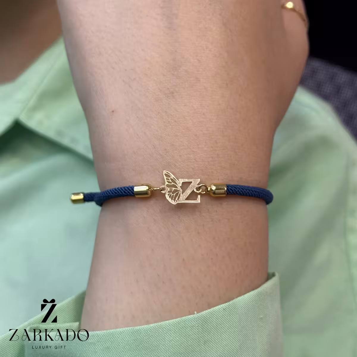 دستبند بندی طلا حرف Z با بال پروانه کد B23679