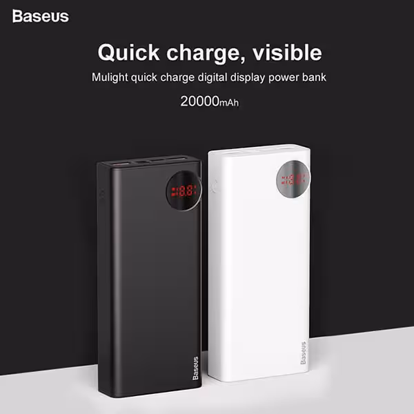 پاوربانک 20000 فست شارژ بیسوس Baseus Mulight Type C QC3.0 PPALL-MY01 سفید - فروشگاه اینترنتی پروتاچ