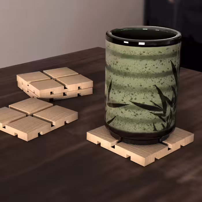 زیر لیوانی چوبی چوبلمه بسته 4 عددی | amazonchi