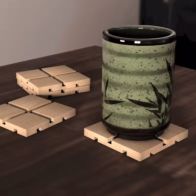 زیر لیوانی چوبی چوبلمه بسته 4 عددی | amazonchi