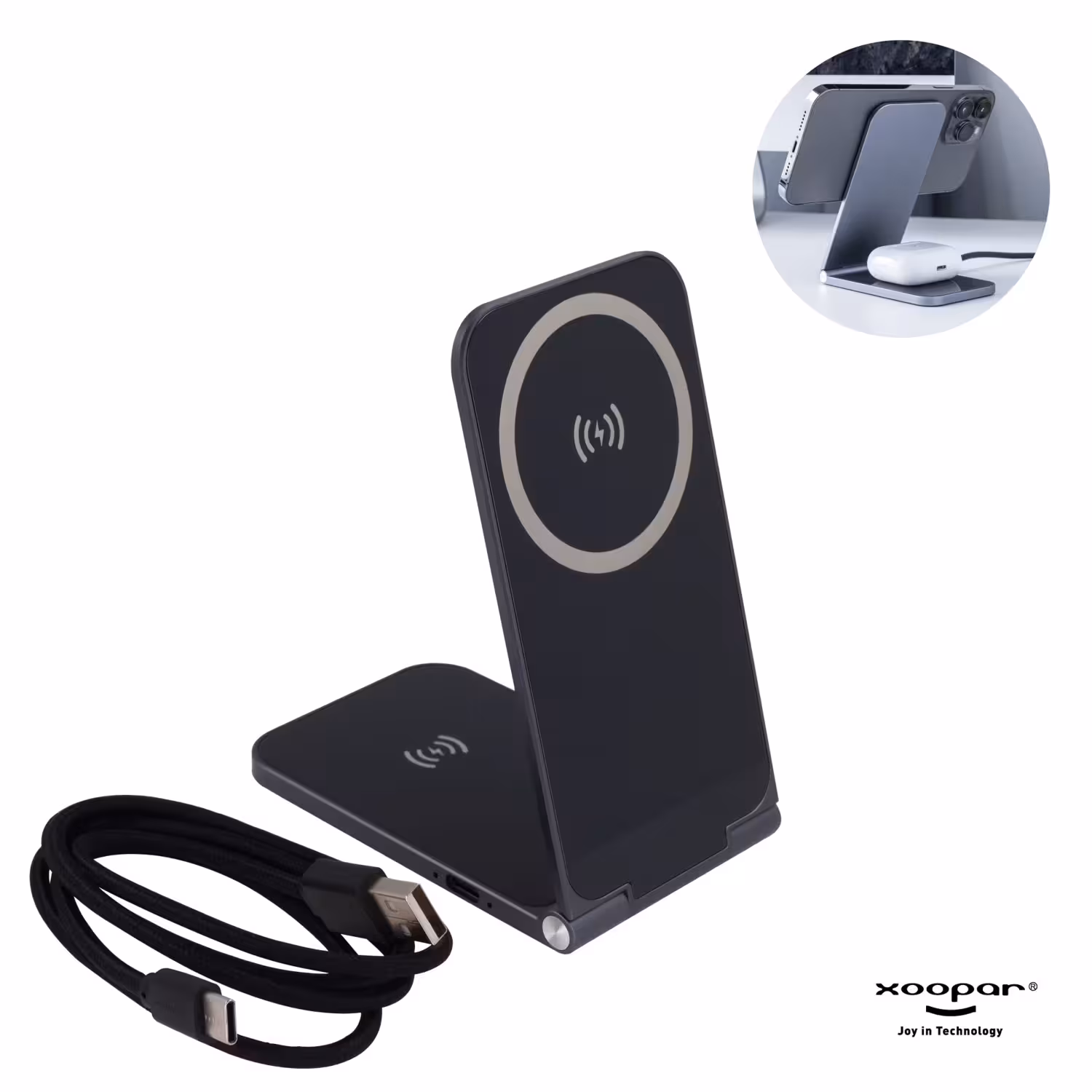 شارژر بی‌سیم وایرلس، ایزیل مدل GW-03 | دو صفحه‌ای | پشتیبانی از شارژ سریع 15 وات | قابلیت شارژ همزمان دو دستگاه