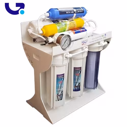 تصفیه آب 8 مرحله ایی سافت واتر شاسی فایبر با فیلتر آلکالین و محافظ ممبران
