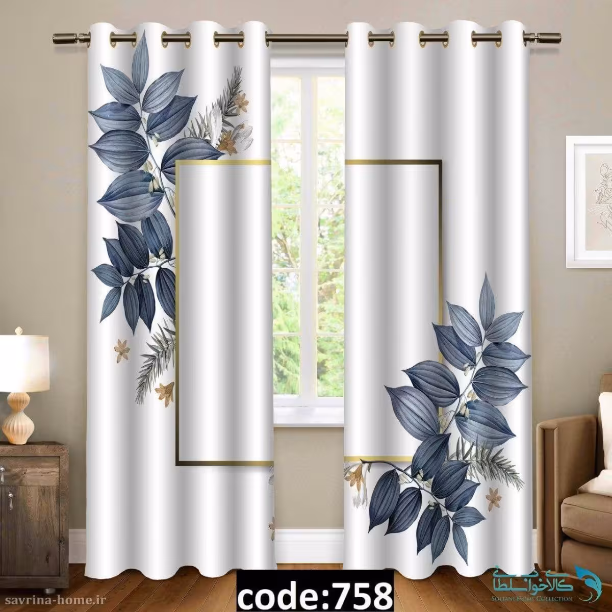 پرده پانچی طرح قاب مدل Sh-758