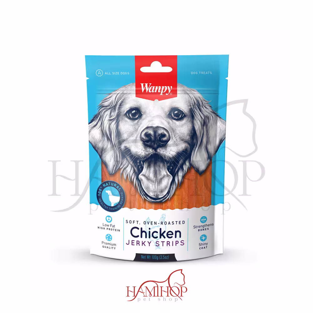 تشویقی سگ ونپی طعم مرغ مدل Wanpy Chicken Jerky Strips وزن 100 گرم