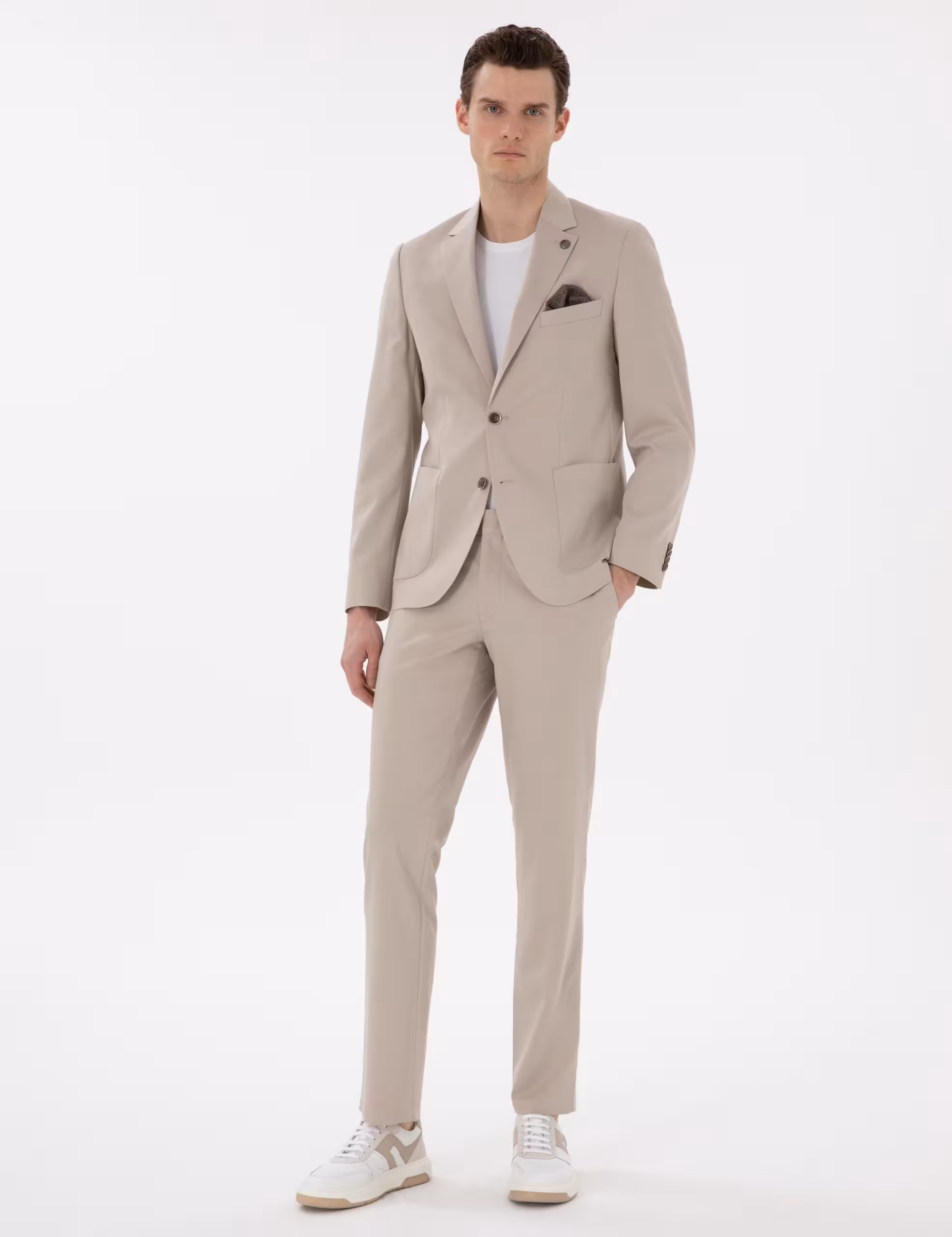 کت و شلوار مردانه بژ پیرکاردین - فروشگاه لباس شهرمون