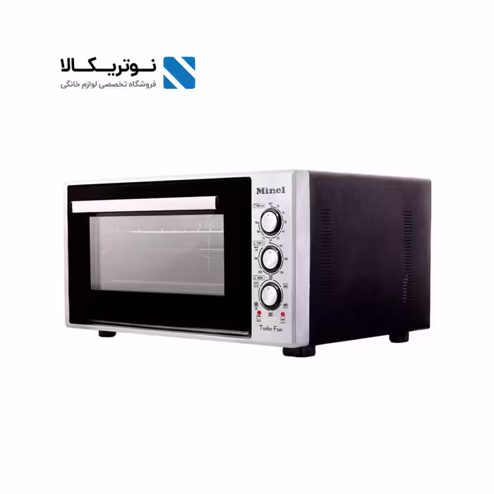 فر برقی مینل مدل MG50 ولومی با پنل شیشه ای 50 لیتری رنگ مشکی سیلور