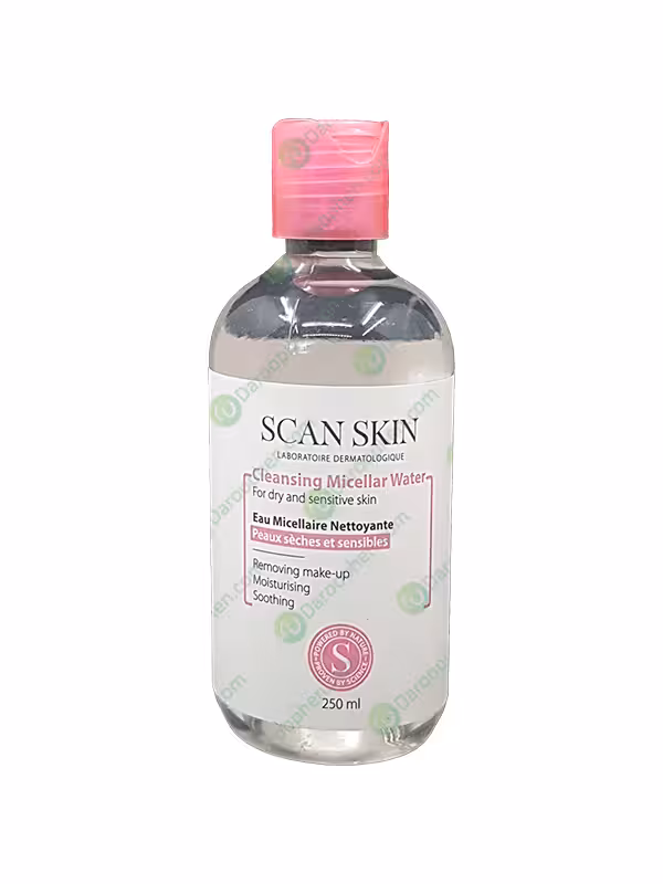 محلول پاک کننده آرایش اسکن اسکین پوست خشک و حساس 250 میل – SCAN SKIN CLEANSING MICELLAR WATER FOR DRY AND SENSITIVE SKIN 250 ML