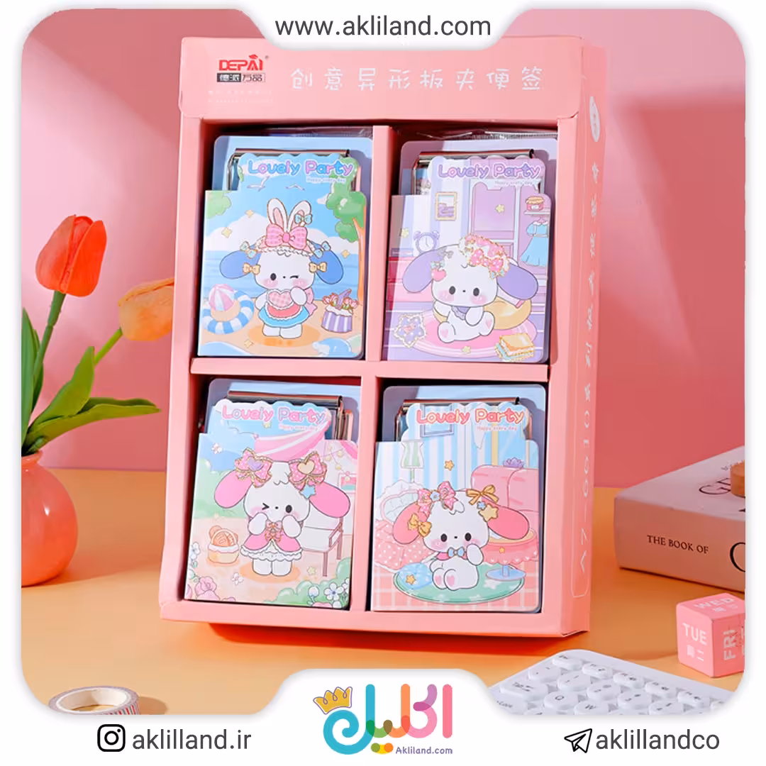 دفترچه و تخته شاسی خرگوش صورتی