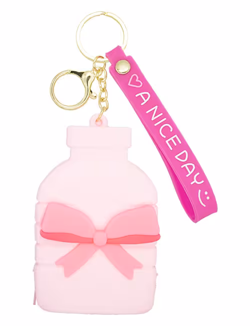 جاکلیدی سیلیکونی فانتزی طرح قمقمه باربی کد A صورتی کمرنگ