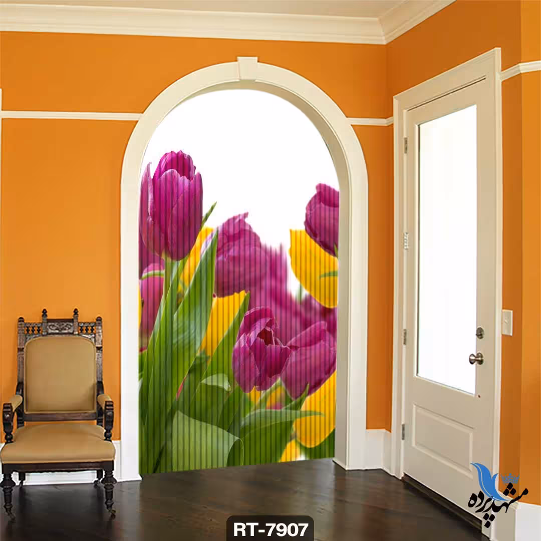 پرده شرشره تصویری طرح گل ها در طبیعت RT7907