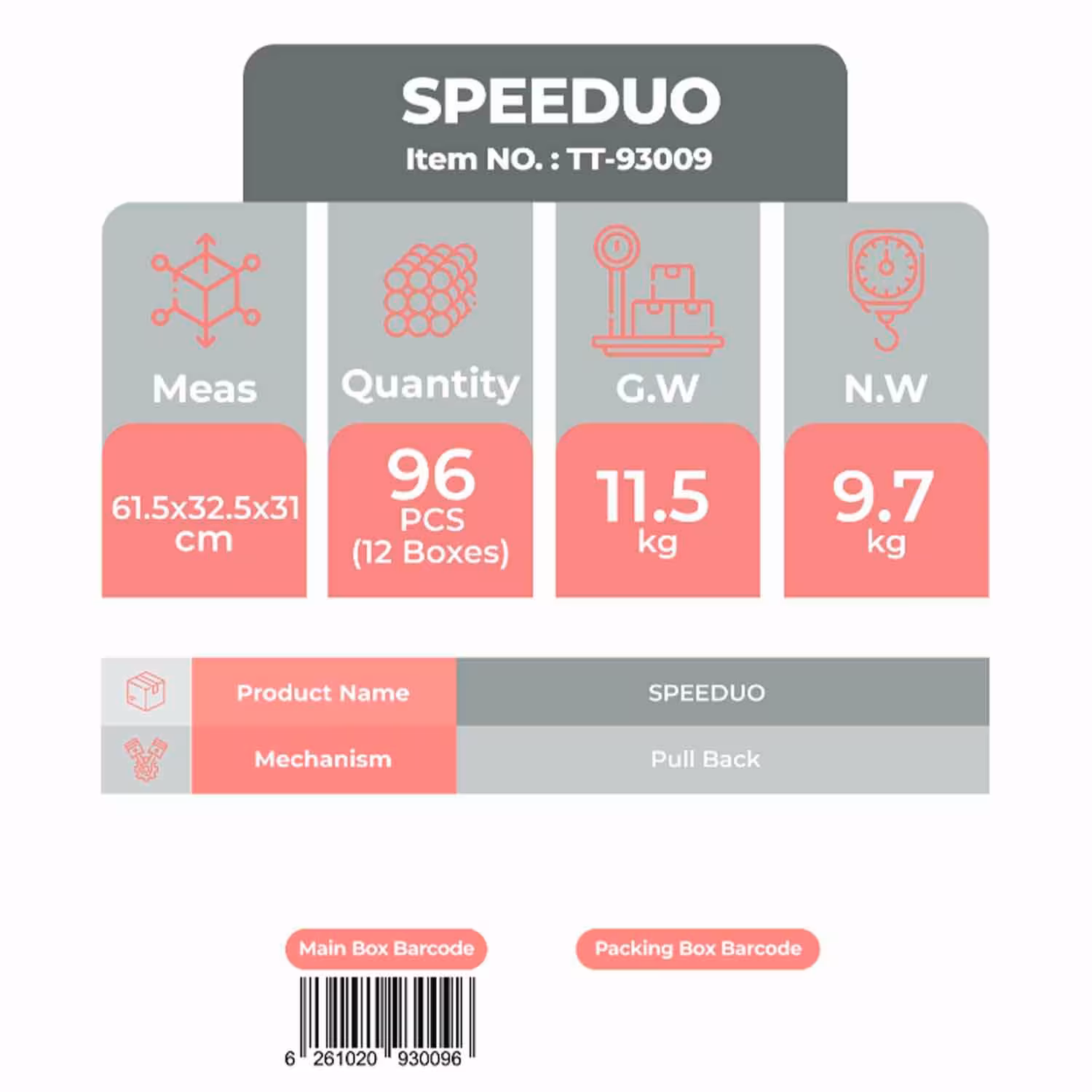 speeduo 8 pec in box تیریتی تویز کد93009ماشین عقب کش