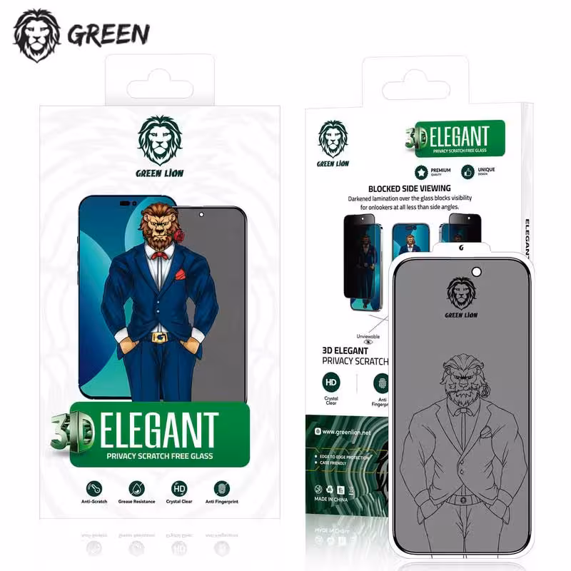 گلس فول پرایوسی iPhone 14 Pro Max گرین لاین Green Lion Elegant 3D Privacy Glass