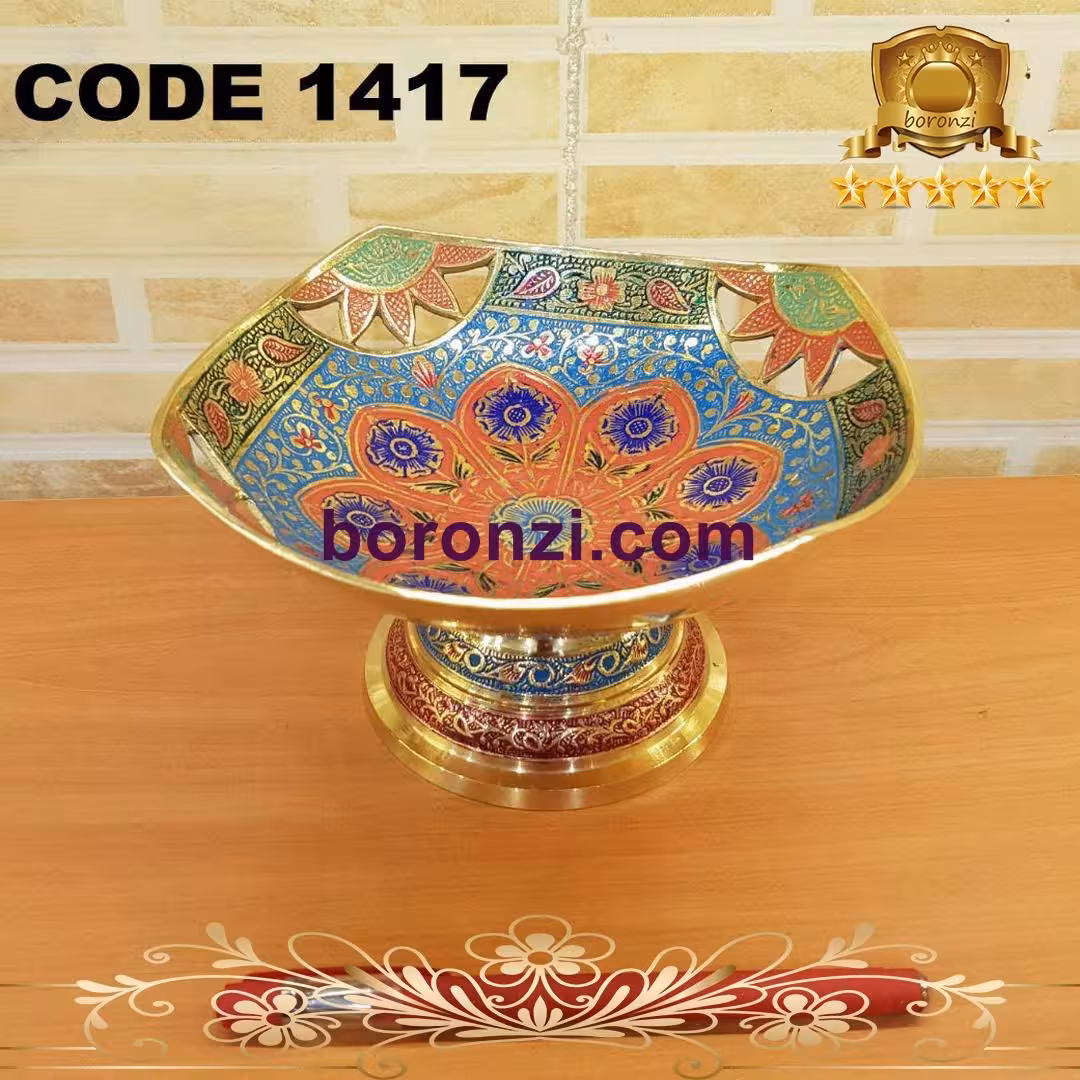 شکلات خوری پایه دار برنجی هندی کد 1417