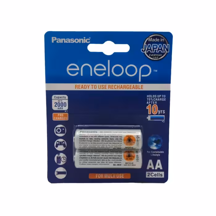 باتری قلمی شارژی پاناسونیک Eneloop ظرفیت 2000mAh بسته 2 عددی