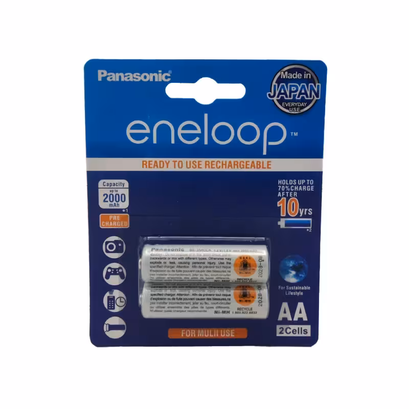باتری قلمی شارژی پاناسونیک Eneloop ظرفیت 2000mAh بسته 2 عددی