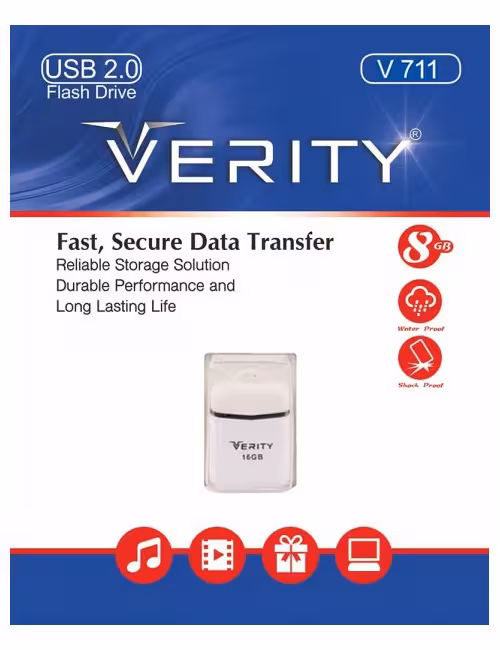 فلش مموری وریتی مدل V711 سفید ظرفیت 8 گیگابایت