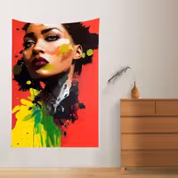 پوستر پارچه ای فیانی طرح تپستری بلک لایت FACE کد F46