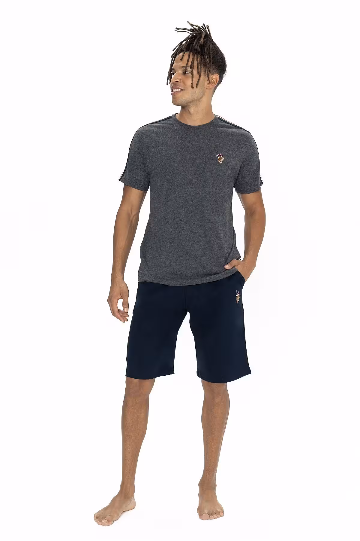 ست پیژامه خاکستری مردانه U.S POLO ASSN. لباس خواب آستین کوتاه SET U.S. Polo Assn.