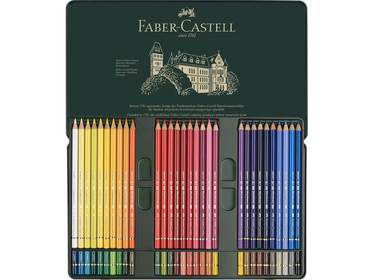مداد رنگی فابرکاستل پلی کروموس 60 رنگ جعبه فلزی FABER-CASTELL Polychromos Colors Pencil 110060