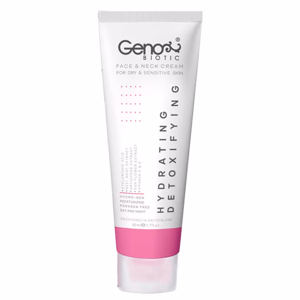 کرم رطوبت رسان و دتوکسیفای صورت و گردن پوست خشک و حساس 50 میلی لیتر ژنوبایوتیک Geno Biotic