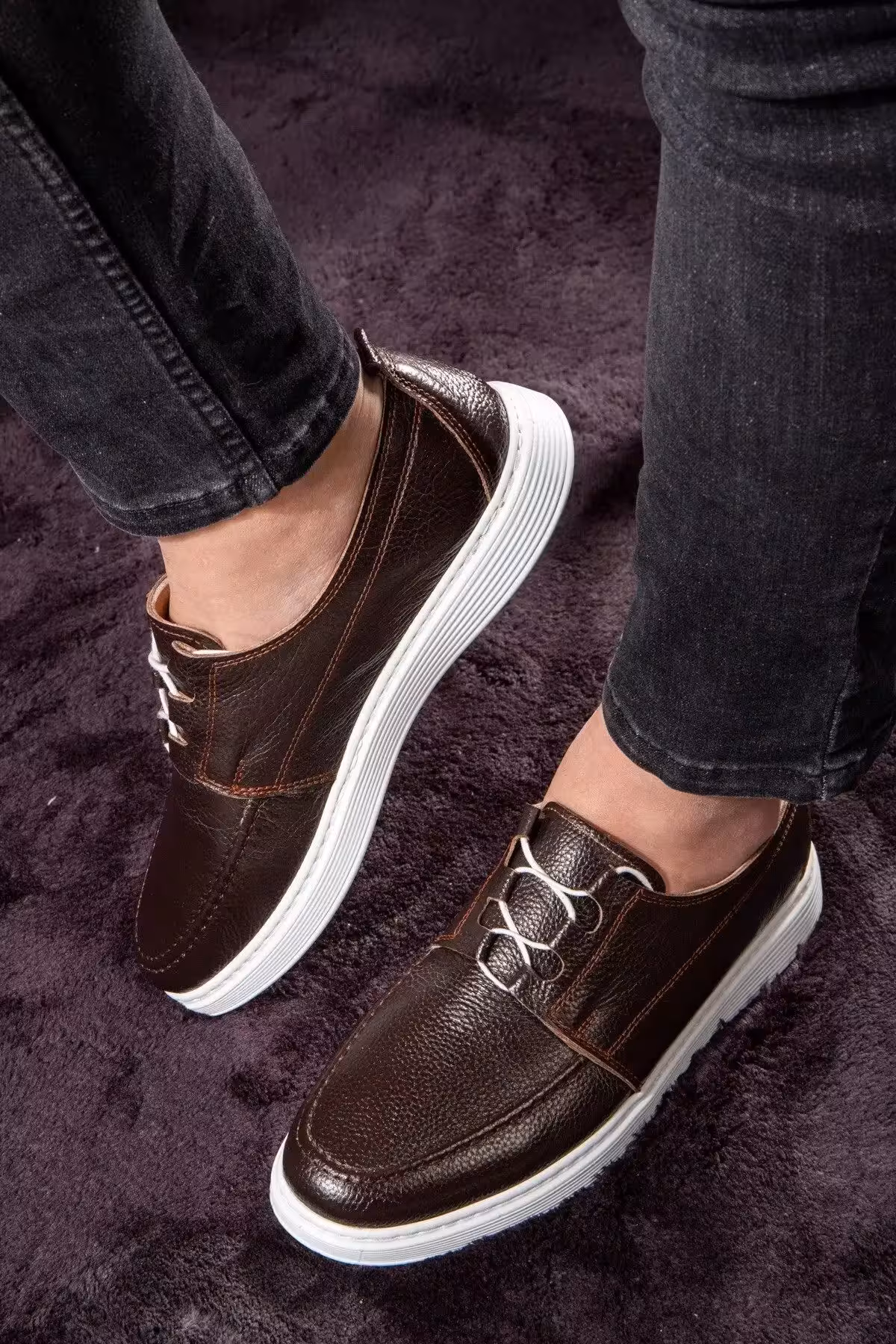 کفش راحتی مردانه چرم طبیعی دریایی، کفش راحتی، کفش تابستانی، کفش بنددار سبک – 1869