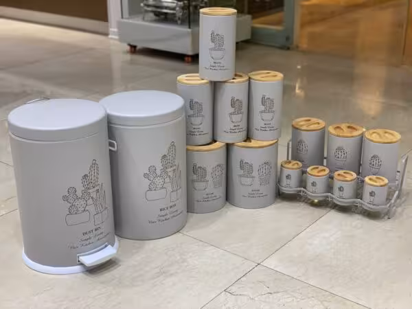 سرویس کامل جا ادویه و پاسماوری فلزی رنگ کوره ای16 پارچه