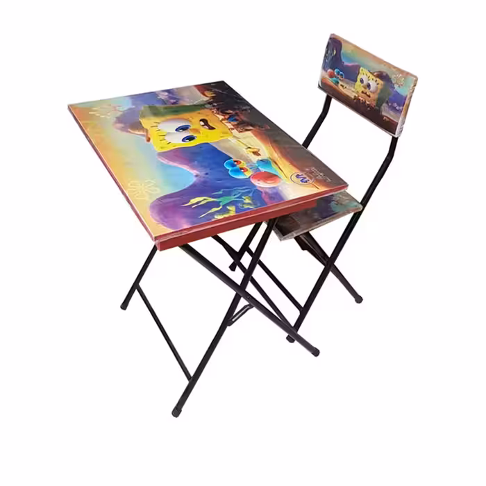 ست میز تحریر و صندلی آسایش مدل تاشو باکسدار طرح باب اسفنجی