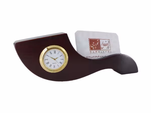 ساعت رومیزی و جاکارتی چوبی