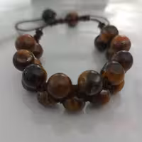 دستبند سنگ چشم ببر دو ردیفه