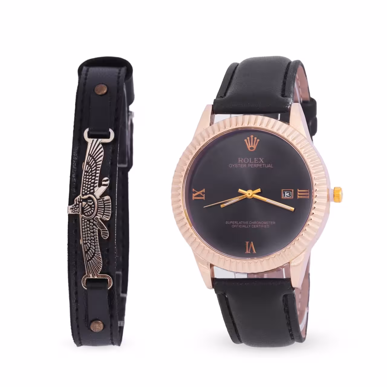 ست ساعت مچی و دستبند مردانه رولکس Rolex مدل 517