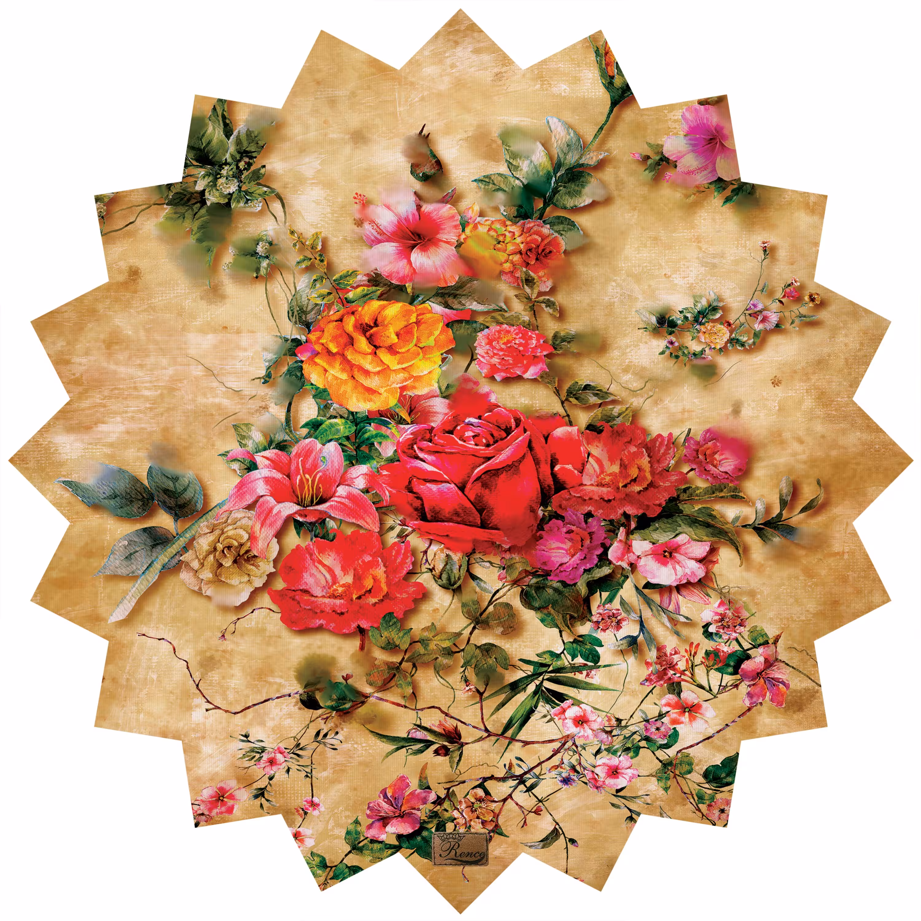 رومیزی مخمل طرح گل سایز 90 در 95 مدل T6-825 شرکت رنس