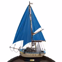 ماکت کشتی بادبانی چوبی فوق لوکس طول 40 سانتیمتری آبی