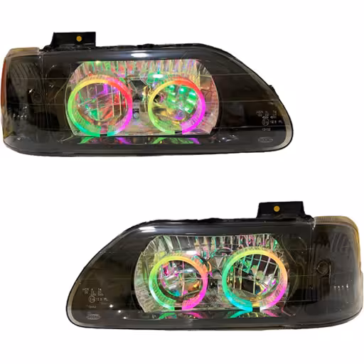 خرید چراغ جلو اسپرت پراید 131 مدرن مدل Bmw-3D فول کالر (بلوتوثی) داخل مشکی بدون موتور دو عددی | اتوموبی