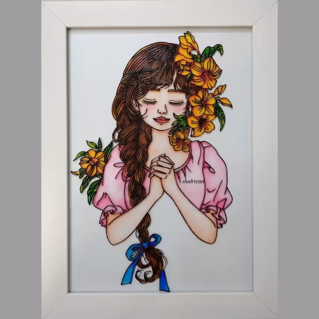 تابلو ویترای طرح دخترانه  ابعاد 25 در 33