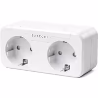 پریز هوشمند دوگانه SATECHI سازگار با هوم کیت اپل 2.4 گیگاهرتزی با قابلیت Wi-Fi کنترل از راه دور تایمر SATECHI Dual Smart Outlet Compatible with Apple HomeKit