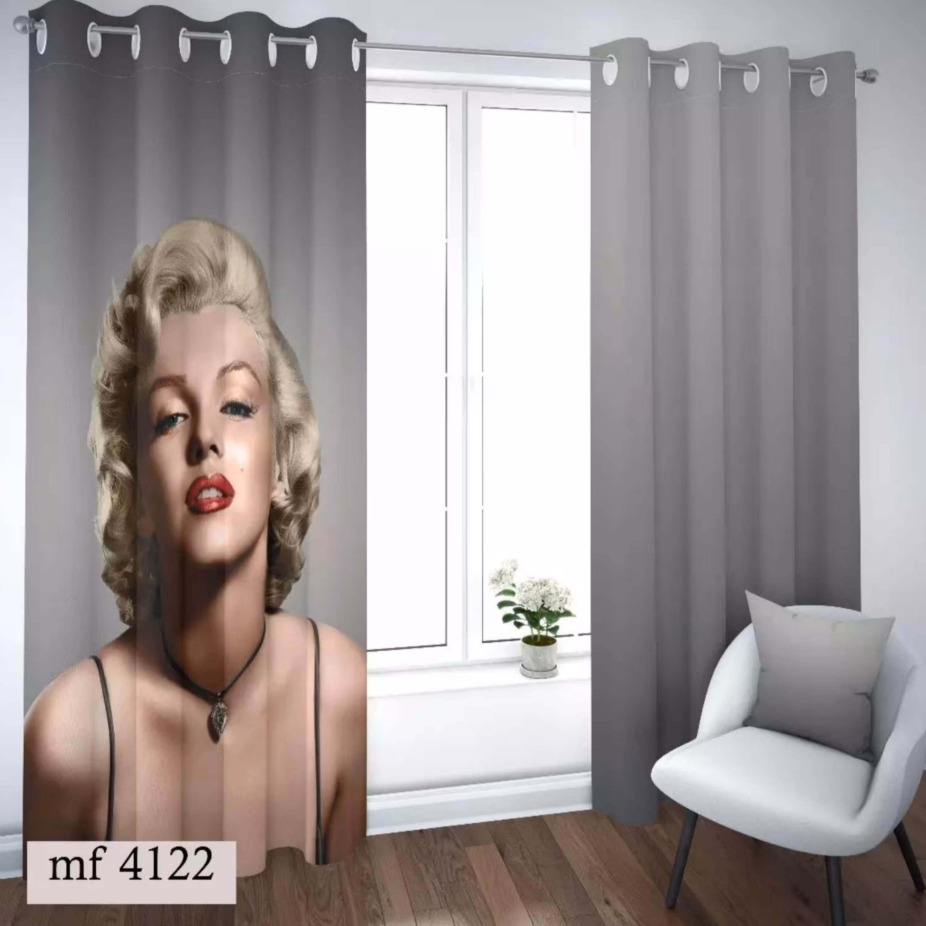 پرده سالن زیبایی طرح مرلین مونرو