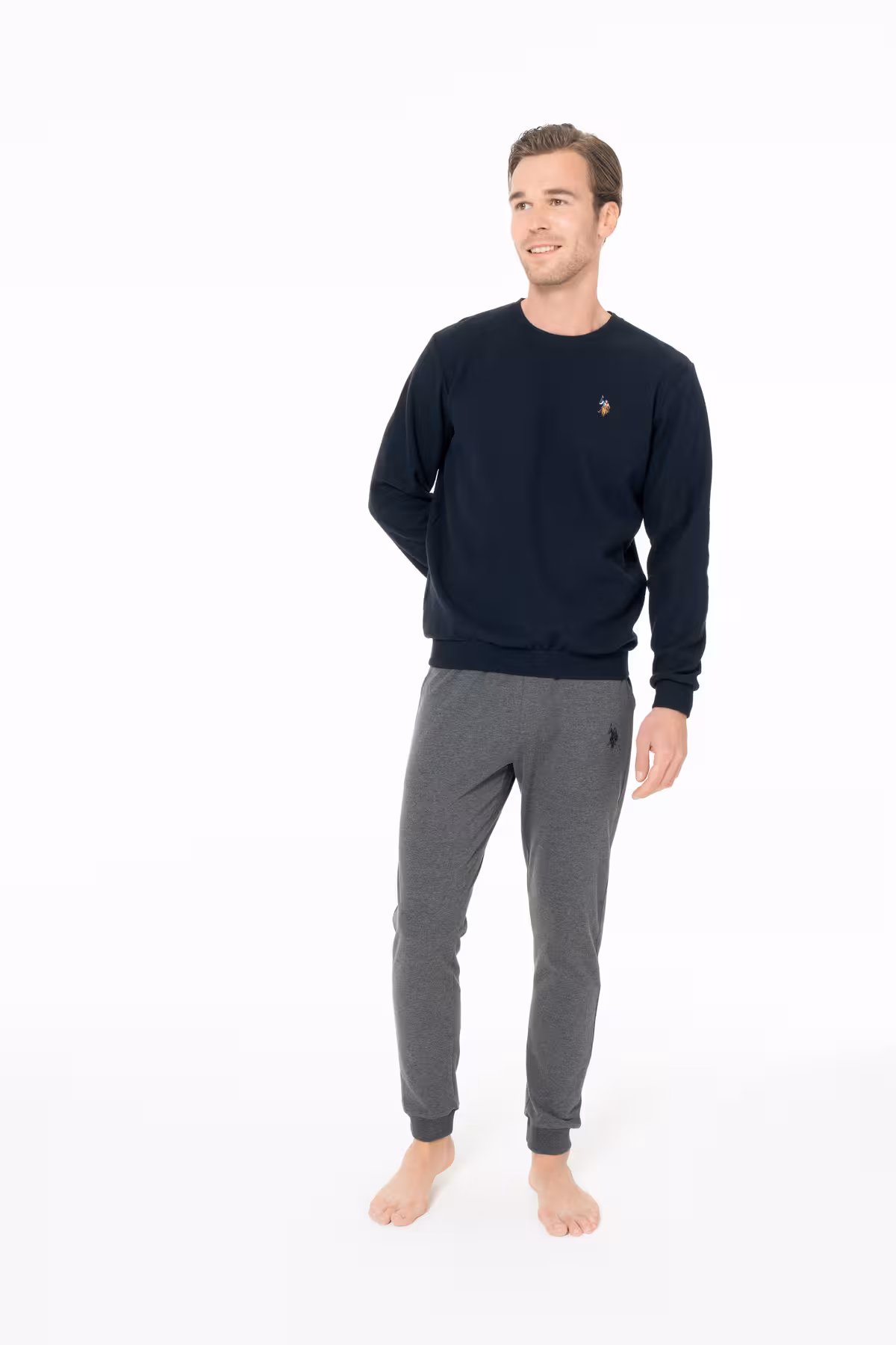 ست پیژامه مردانه پیراهن های مسطح یقه دوچرخه مردان مجموعه لباس خواب آبی NAVY BLUE U.S. Polo Assn.