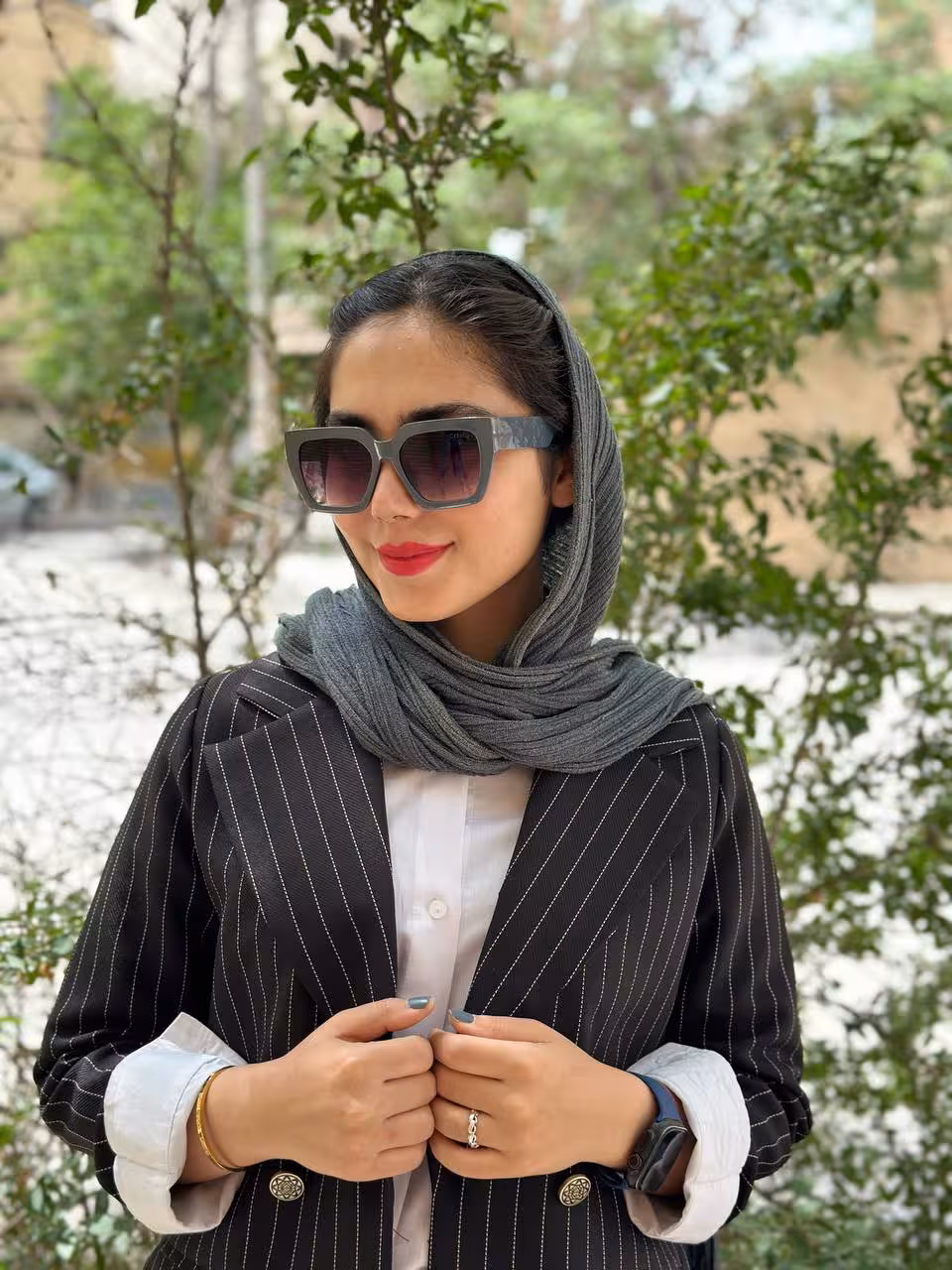 عینک آفتابی برند PRADA زنانه دخترانه ترند طوسی زغالی یووی 400