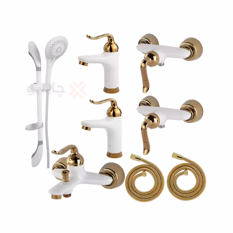 ست هشت تکه کسری مدل رابین سفید طلایی