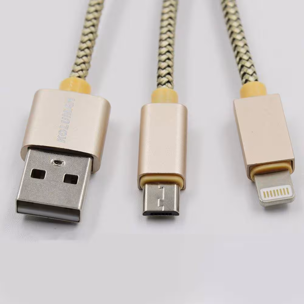 کابل شارژ پاوربانک دوکاره آیفون و اندروید کلومن Koluman KD-22 1 IN 2 Charge Cable