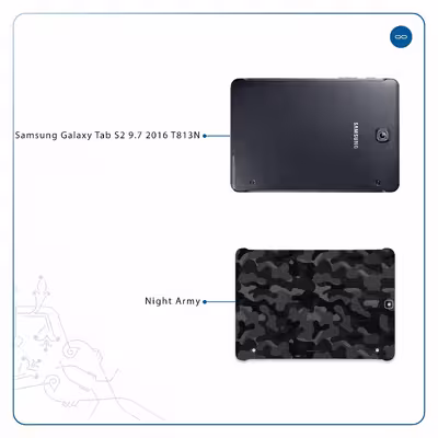 برچسب پوششی ماهوت مدل Night-Army مناسب برای تبلت سامسونگ Galaxy Tab S2 9.7 2016 T813N