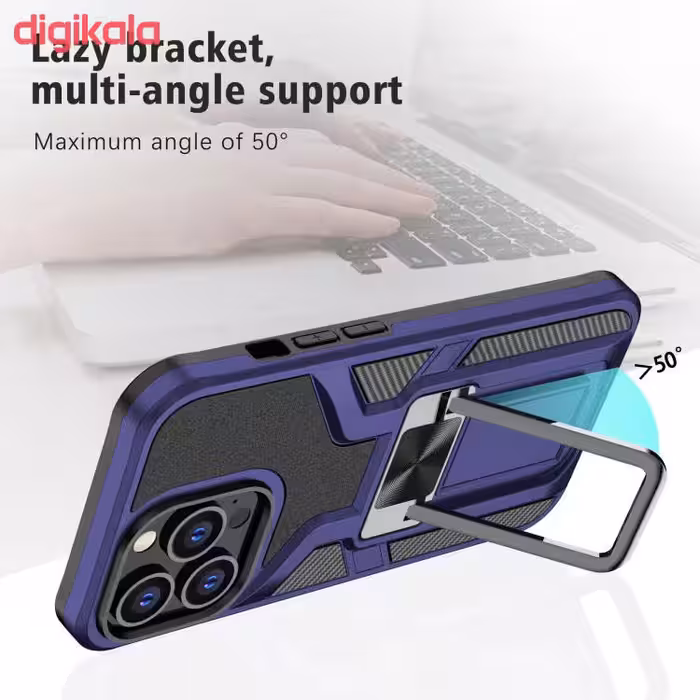 کاور آیرون من مدل King Stand مناسب برای گوشی موبایل اپل IPHONE 13 PRO به همراه قلم لمسی