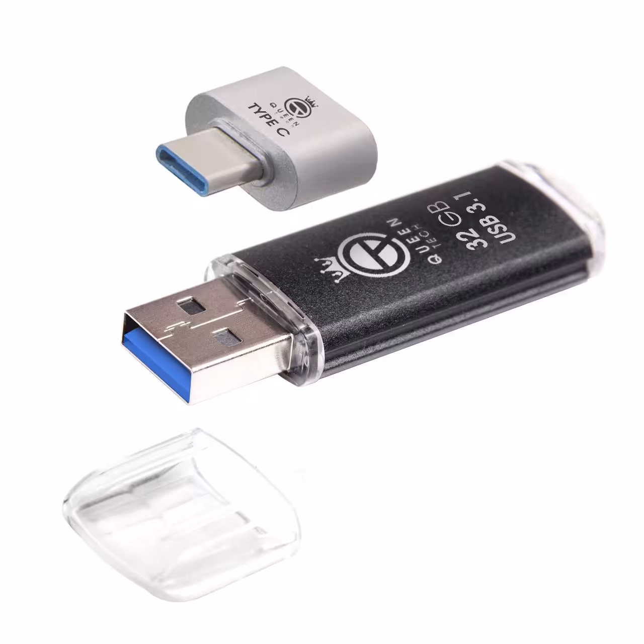 فلش مموری کوئین تک مدل QUICK USB3.1 CPLUSظرفیت 32 گیگابایت به همراه مبدل USB-C  