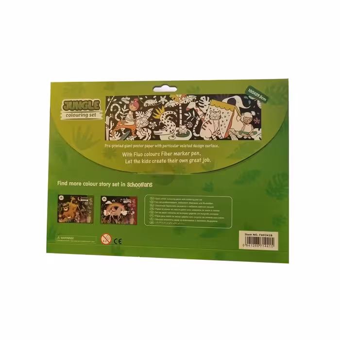 ماژیک رنگ آمیزی اسکول فنس طرح جنگل بسته 12 عددی به همراه صفحه رنگ آمیزی