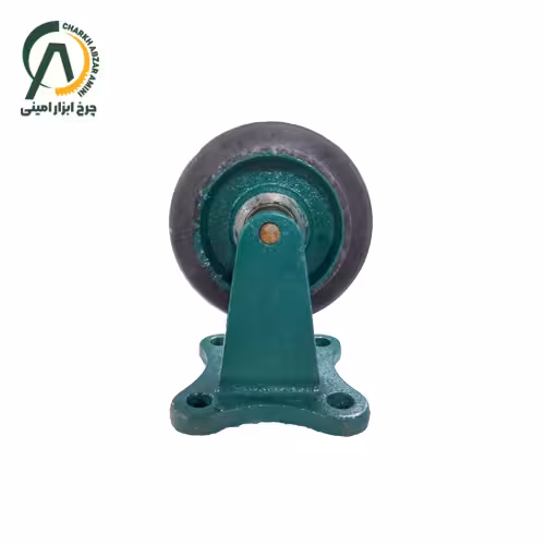 چرخ چدن لاستیک ثابت سبز قطر 100 میلی متر