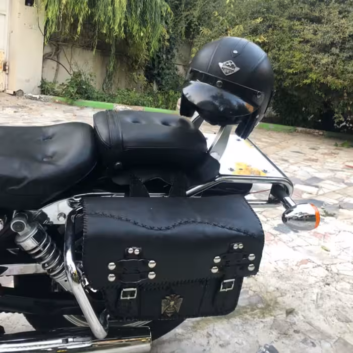 کیف دوطرفه مخصوص موتورسیکلت تمام چرم طبیعی گاوی و کاملا دستدوز و البته انحصاری 