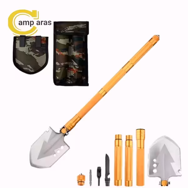 بیل تاشو آفرودی 4 تکه فولادی چندکاره تاکتیکال - کمپ آراس