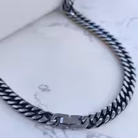 زنجیر سیاه قلم قفل کتابی 8 میل براق 60 سانتی استیل