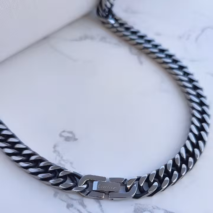 زنجیر سیاه قلم قفل کتابی 8 میل براق 60 سانتی استیل